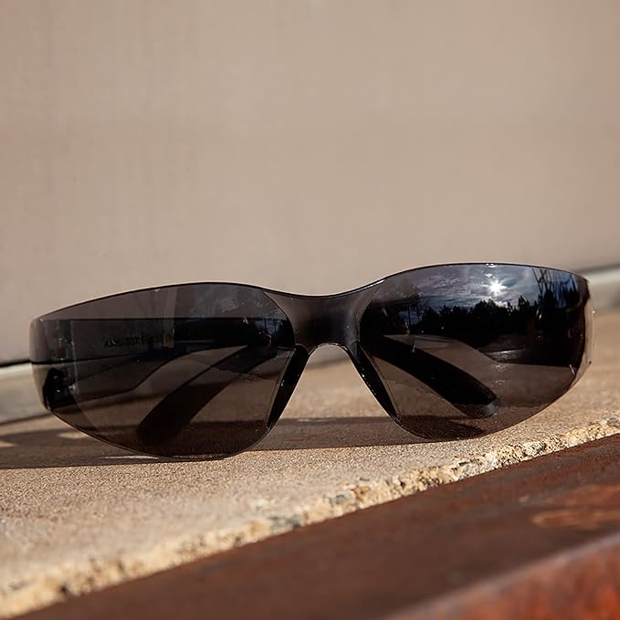 BISON LIFE Safety Glasses - Scratch Resistant Wrap Around Eyewear, Polycarbonate ANSI Z87.1 Impact Resistant Lens