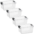 Superio Clear Storage Bins with Lids, Stackable Storage Box with Latches and Handles, Extra Small, 4 Pack 1.75 Quart