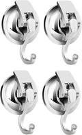 Heavy Duty Vacuum Suction Cup Hooks, Silver Plated Polished Super Suction for Kitchen Bathroom, 2 Pack