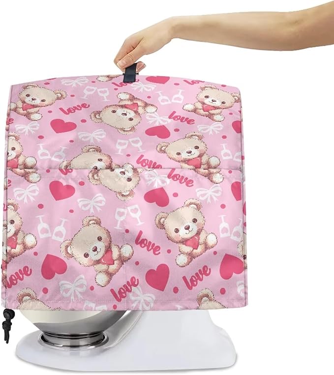 Cartoon Bear Lover Stand Mixer Covers for Women Kitchen Appliance Dust Covers Protective Compatible with 6-8 Quart Kitchen Aid Stand Mixer Cartoon Gnome Mixer Cover