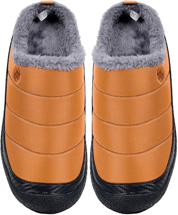 Womens Mens House Slippers Slip on Snow Winter Warm Fully Fur Lined Slippers Indoor Outdoor Shoes