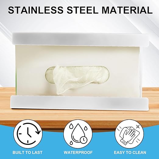 Lounsweer 2 Pcs Magnetic Glove Dispenser Holders Wall Mount Boxes of Gloves Commercial Quality Towels Wipes Paper Tissue Box Holder Kitchen Fridge Office Workshops Garage Tool Hospital(White)