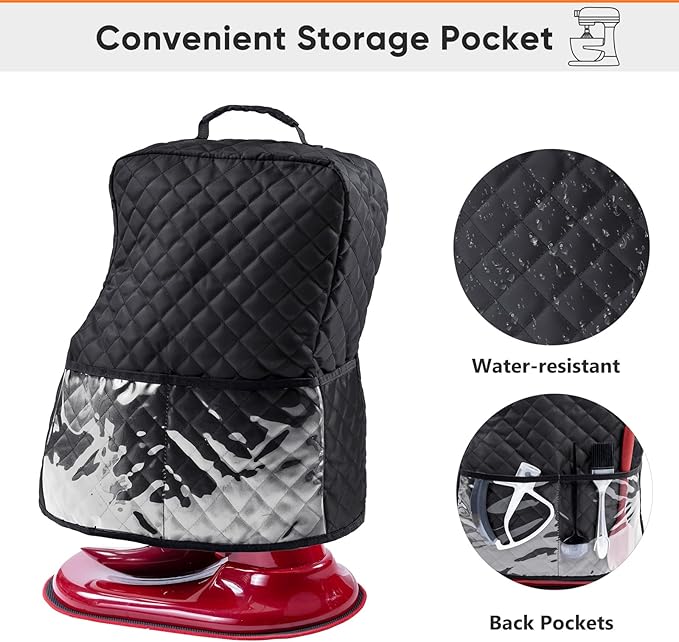 BAGSPRITE Stand Mixer Cover with Appliance Sliders Compatible with KitchenAid Mixer 4.5/5 Quart with Pockets for Kitchen Aid Accessories and Attachments