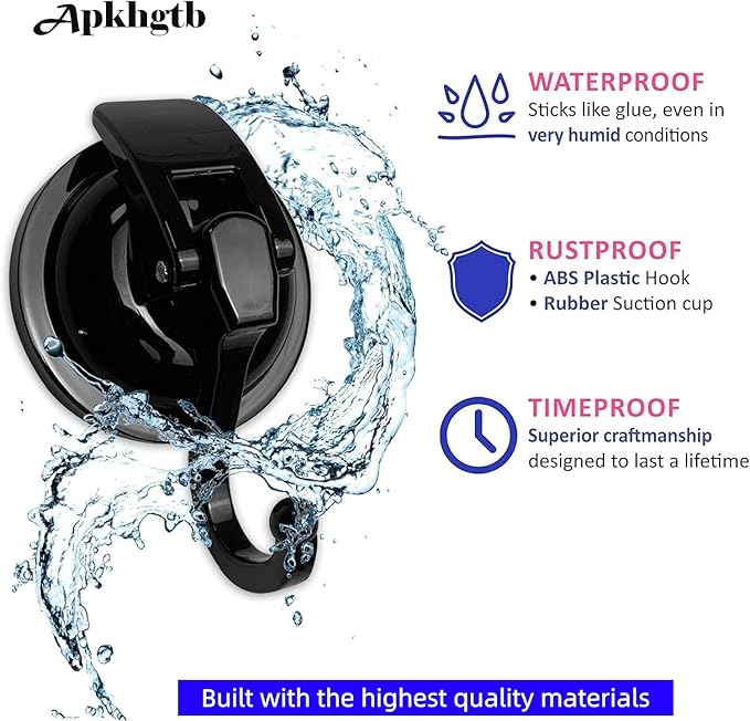 Wreath Cup Hook, Easy to Install and Remove, No Hole Punched,Black- Plated Plished Super Suction Hanger for Kitchen，Bathroom and Restroom,4Pack
