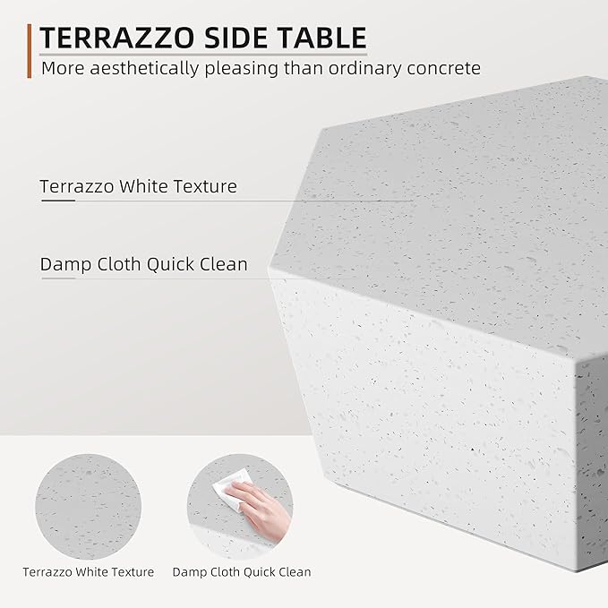 UPHA Outdoor Hexagon Coffee Table, Small Modern Minimalist Accent Tables