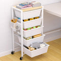 Rolling Cart with Drawers, Rolling Storage Cart with 5 Large Plastic Drawers & Wooden Tabletop, Utility Cart with Pegboards & Basket, Storage Drawers Cart for Living Room, Classroom, Bedroom, Office