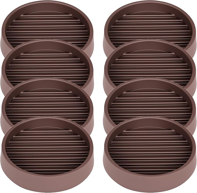 Non Slip Furniture Pads, 2.5” Round Rubber Caster Cups, 8 Pcs Furniture Coasters, Anti-Slip Gripper, Anti Slide Furnitures Feet Floor Protectors for Bed Couch Stoppers - Brown
