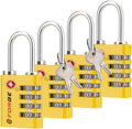 Forge Dual-Opening: Key or Combination Access Lock, TSA Approved Locks for Luggage, Pelican case, Travel, Gym, School, Stainless Steel Shackle.(Yellow, 4 Pk)