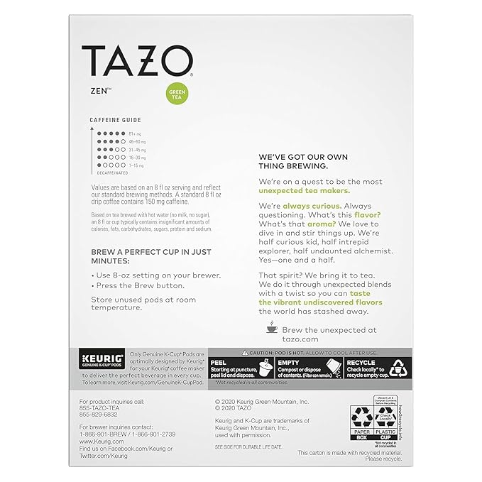 TAZO Tea Bag K-Cup Pods, Awake English Breakfast & Zen 22 CT (2ea) (Variety Pack)