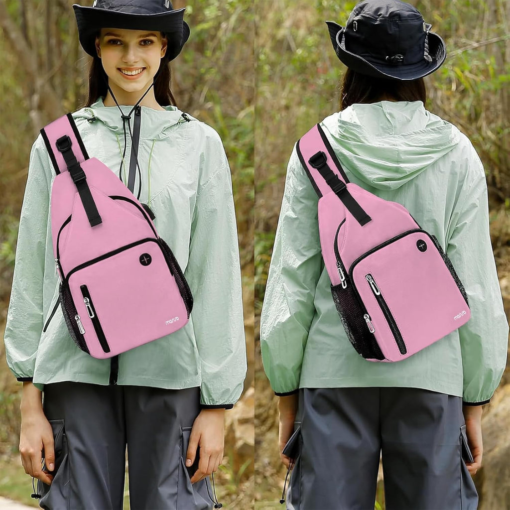 MOSISO Sling Backpack Bag, Crossbody Shoulder Bag Travel Hiking Daypack Chest Bag with Front Square Pocket&USB Charging Port