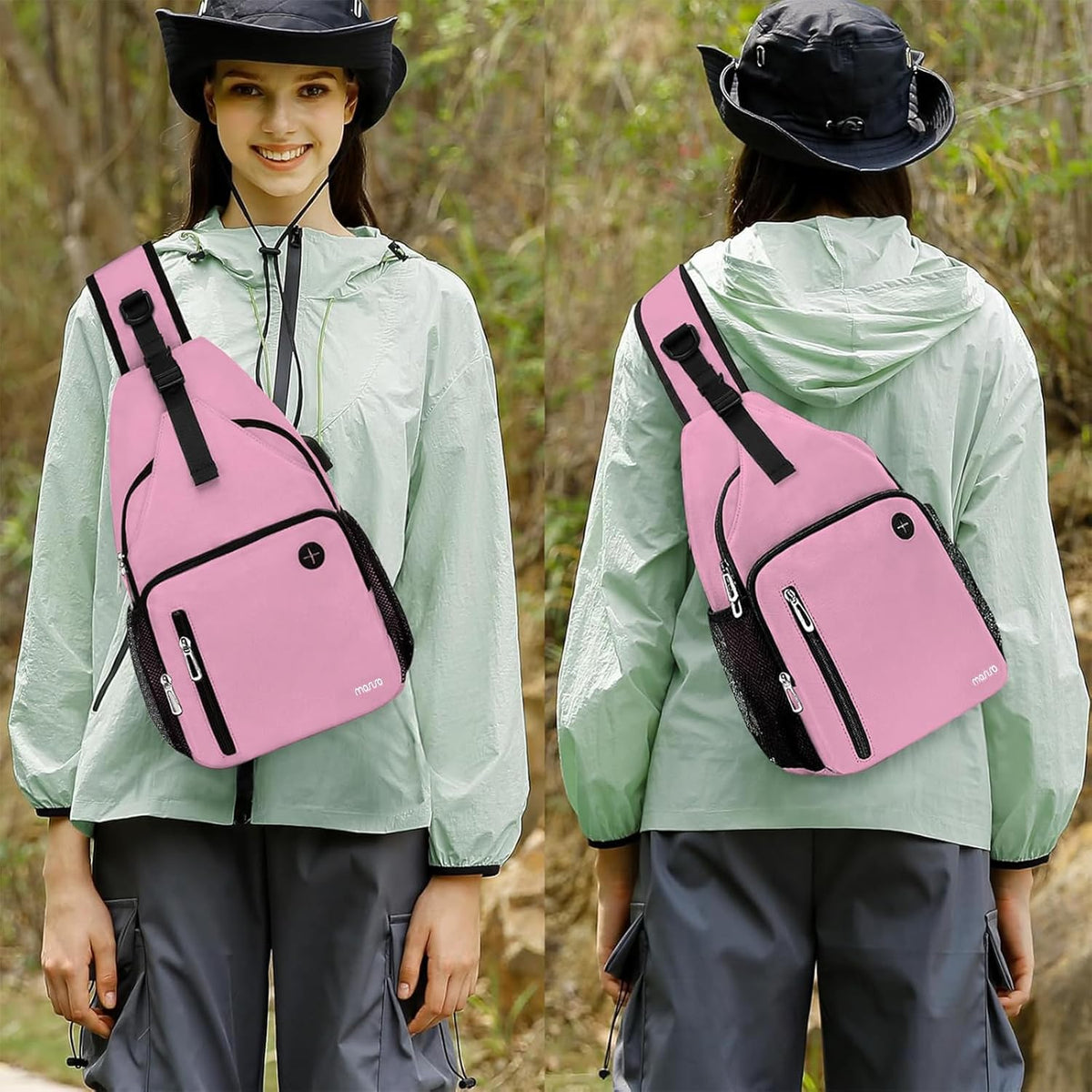 MOSISO Sling Backpack Bag, Crossbody Shoulder Bag Travel Hiking Daypack Chest Bag with Front Square Pocket&USB Charging Port
