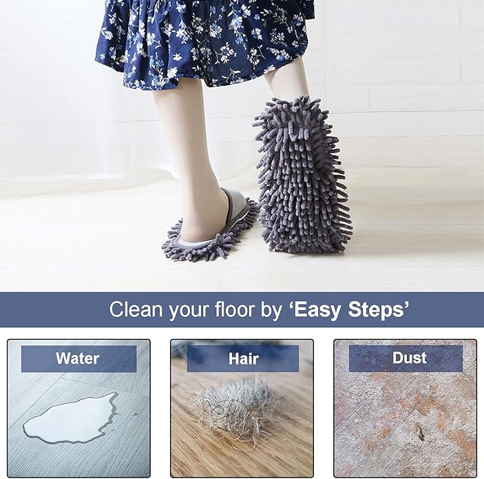Women's Microfiber Floor Cleaning Mop Slippers with Terry Towel Fabric