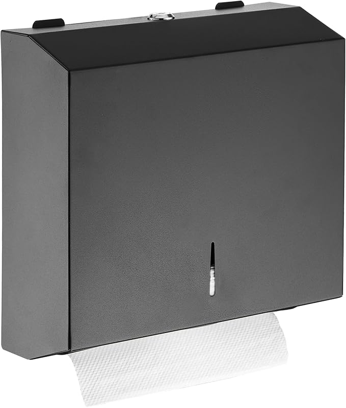 Commercial Paper Towel Dispenser for Multifold - Paper Towel Dispenser Wall Mount, Large Capacity Stainless Steel Tissue Holder, Suitable for Bathrooms and Public Places, Matte Black