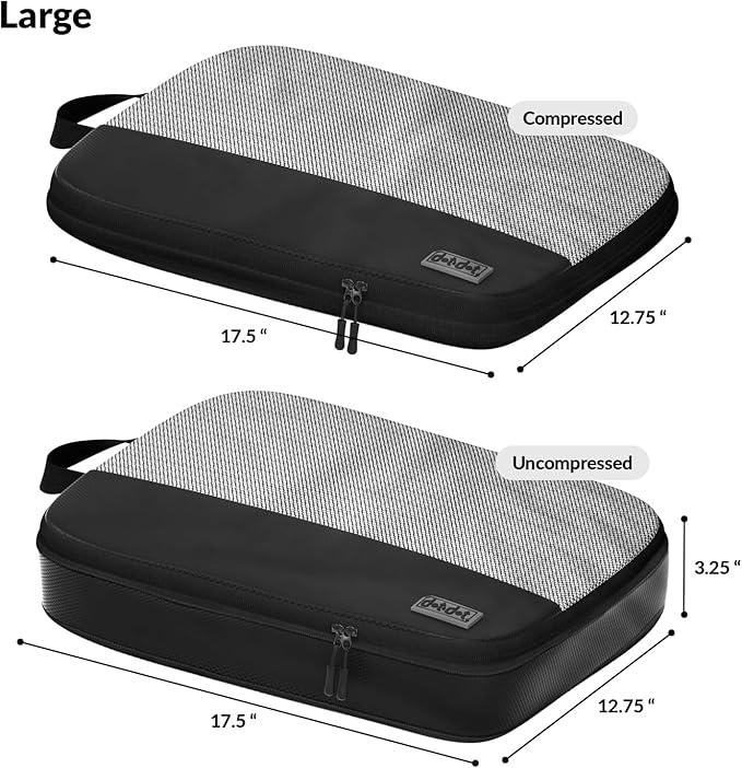 4pc Large Compression Packing Cubes for Travel - Luggage Packing Organizers - Travel Packing Cubes for Suitcases