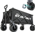 EchoSmile Collapsible Folding Wagon Cart with Compact Storage - 400LBS Capacity All Terrain Utility Cart for Camping, Beach, Grocery, Gardening - Black Outdoor Wagon