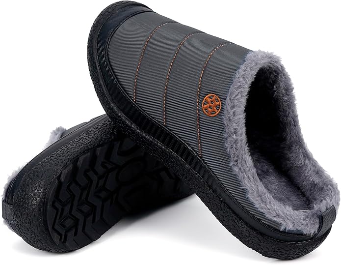 Womens Mens House Slippers Slip on Snow Winter Warm Fully Fur Lined Slippers Indoor Outdoor Shoes
