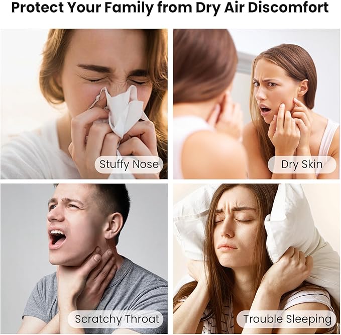 Humidifiers for Bedroom Large Room Home - GloryAir 6L Quiet Top Fill Cool & Warm Mist Humidifier with Smart Humidity Control, Remote Control, 7-Color Light, Humidistat, Oil Diffuser for Plants & Baby