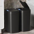 2 Pack 2.7 Gal Bathroom Trash Can with Lid, Automatic Trash Can Small Smart Garbage Can Touchless, Slim Motion Sensor Waterproof Plastic Trash Bins for Bedroom Office Kitchen Toilet Black