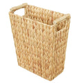 6 Gallon Wicker Trash Can with Wooden Handle,Wicker Waste Basket for Bathroom,Bedroom,Large Narrow Water Hyacinth Trash Basket,Rattan Boho Decor Farmhouse Bathroom Trash Can