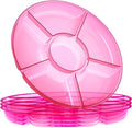 Plasticpro 6 Sectional Round Plastic Serving Tray/Platters Pink Pack of 2