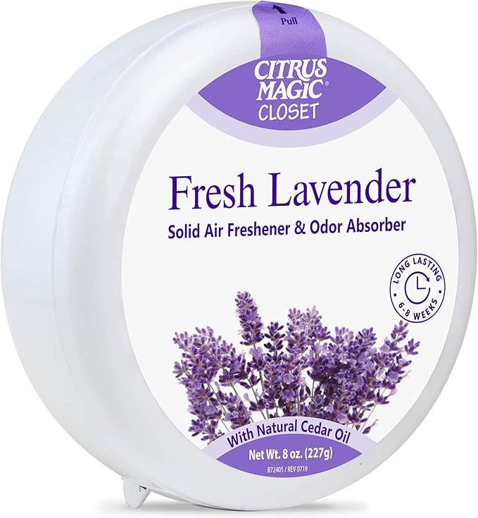 Citrus Magic For Closets Odor Absorbing Solid Air Freshener, Fresh Lavender, 8-Ounce, Pack of 3