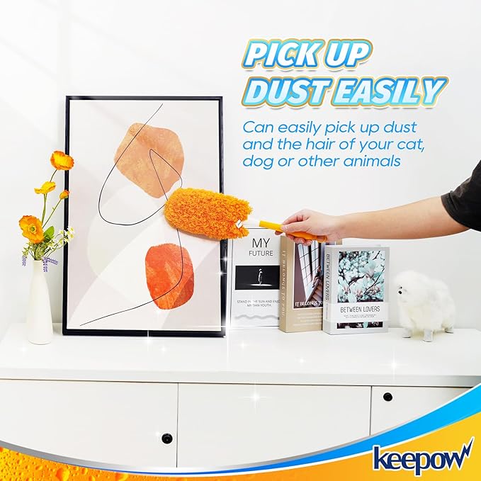 KEEPOW, 6-Pack Microfiber Reusable Refills Compitable with Hand Duster, 360 Degree Dry Microfiber for Cleaning Duster Heavy Duty Refills