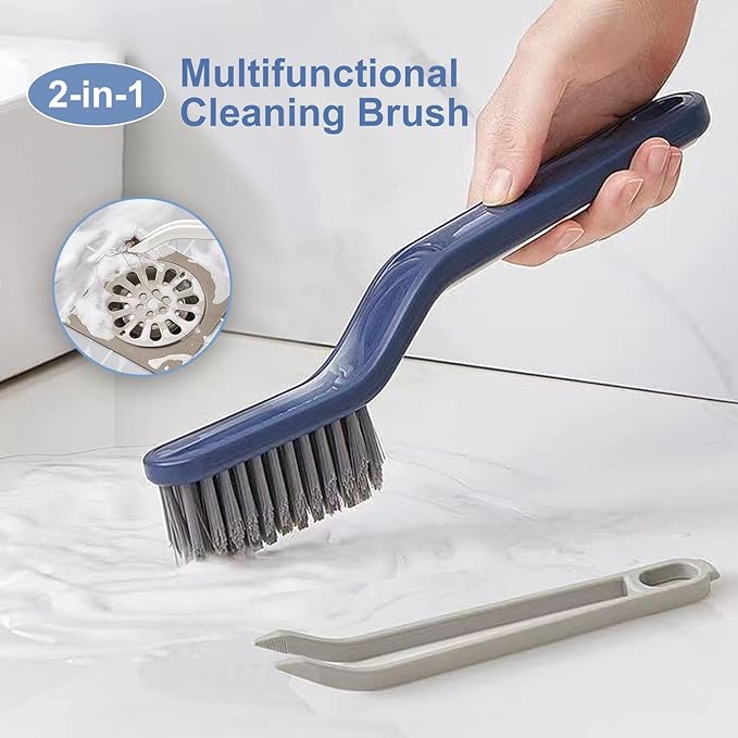 Crevice Cleaning Brush,Spring Cleaning 0rganization Multifunctional Grout Cleaning Supplies, Cleaning Tools for Household, Kitchen, Bathroom, Window, Vehicle, Faucets, Toilet (Blue)
