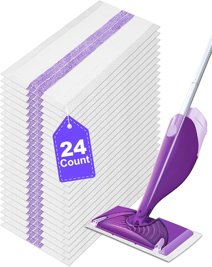 Spray Mop Pad Refill Compatible with Swiffer WetJet Mop, Disposable Multi Surface Floor Mop Pads, Thickness & Absorbent, 24 Count