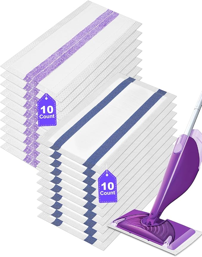 Spray Mop Pad Refill Compatible with Swiffer WetJet Mop, Disposable Multi Surface Floor Mop Pads, Thickness & Absorbent, 10 Count Basic +10 Count Super Water Absorbent