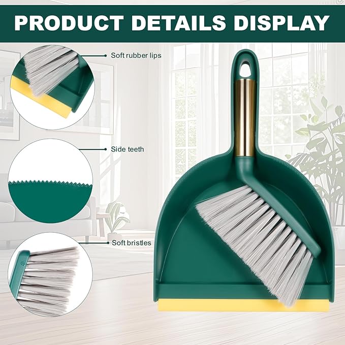 Small Broom and Dustpan Set, Dustpan and Brush Set, Small Brush and Dustpan Set, Hand Broom and Dustpan Set, Mini Handheld with Home, Desktop, Kitchen, pet