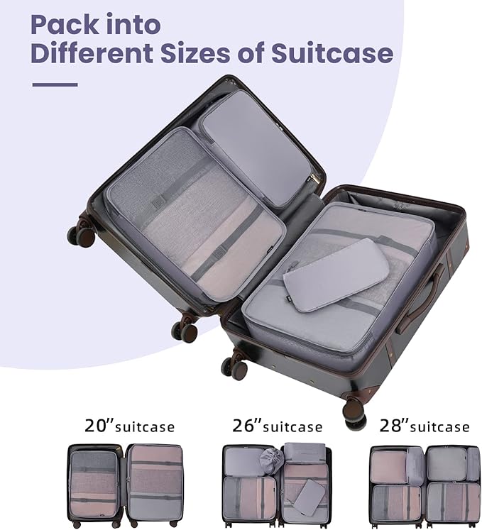 BAGAIL 6 Set/8 Set/10 Set Packing Cubes Various Sizes Packing Organizer for Travel Accessories Luggage Carry On Suitcase