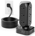 Tower Surge Protector Power Strip, Flat Plug 10FT Extension Cord with Multiple Outlets, 12 AC Outlets & 8 USB Ports, 24W Outlet Extender Overload Protection for Home Office Room