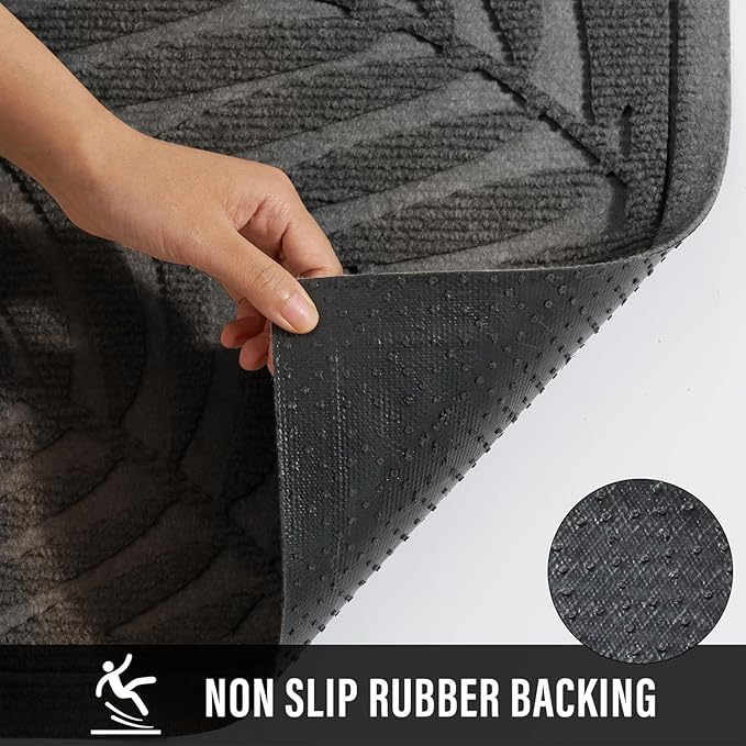 Front Door Mat, Absorbent Resist Dirt Welcome Door Mat Indoor Outdoor, Waterproof Doormat, Sturdy Non Slip Backing, Fade Resistant, Low Profile Entry Mat for Entryway, 36×24, Grey