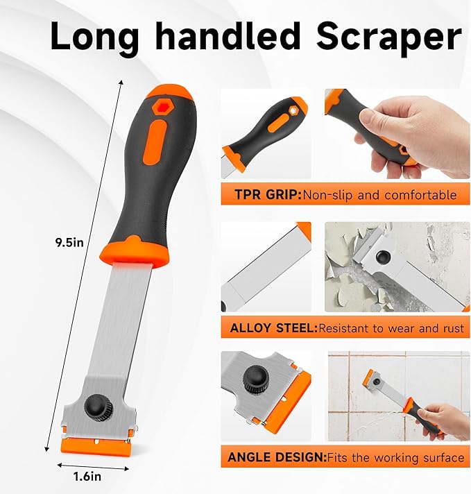6PCS Razor Blade Scraper Tool, 3Pack Razor Scraper Set with Extra 40Pcs Blades and 3Pcs Wire Brush Set, Glass Top Stove Scraper, Paint Scraper, Cleaning Scraper Tool for Windows, Glass, Sticker