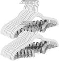 HOUSE DAY Velvet Skirt Hangers 24 Pack, White Velvet Hanger with Adjustable Clips, Space Saving Slim Pant Hangers, Heavy Duty Non Slip Clip Hanger for Pants, Skirts, Shorts