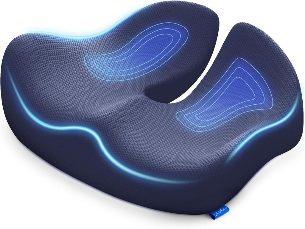 ZIKEE Pioneering Seat Cushion for Pressure Relief, Ergonomic Office Chair Cushion for Sciatica, Back, Hemorrhoids & Tailbone Pain Relief, High-Density Memory Foam Car Seat Cushion with Anti-Slip Base