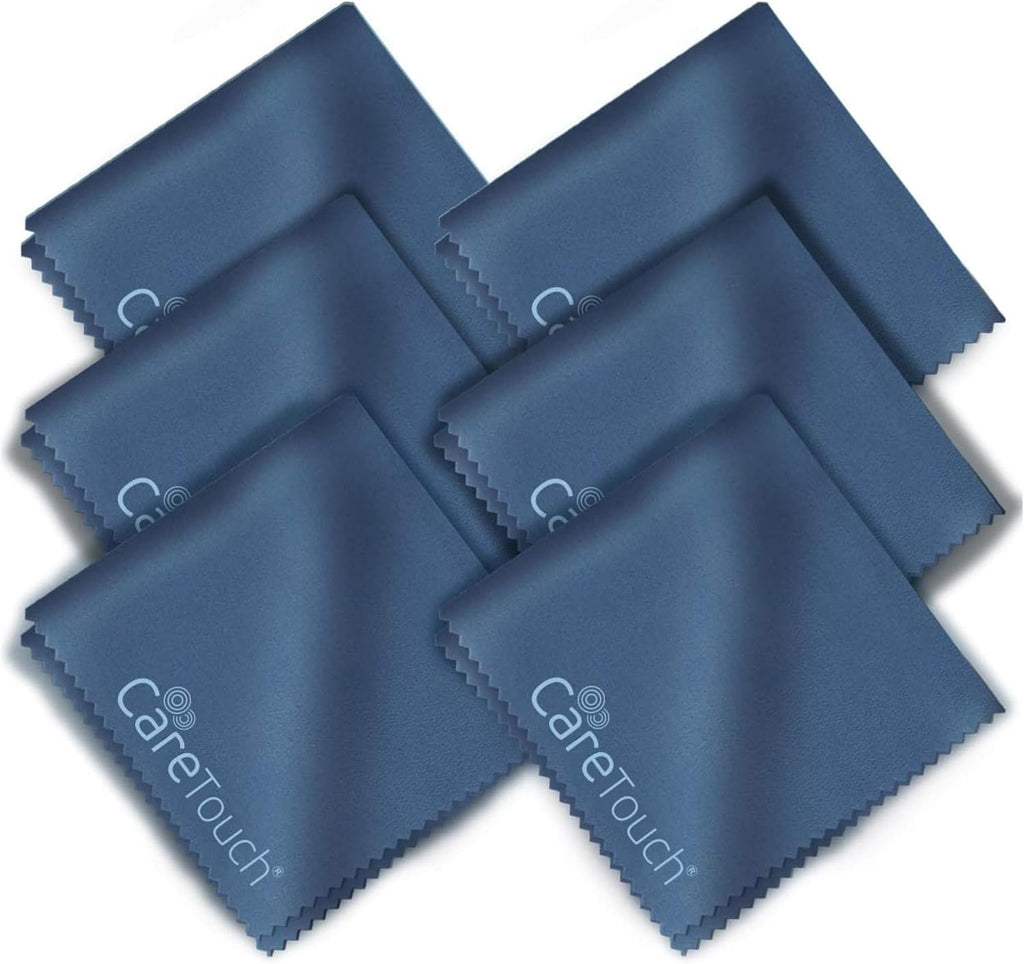 Care Touch Microfiber Cleaning Cloths, 6 Pack - Cleans Glasses, Lenses, Phones, Screens, Other Delicate Surfaces - Large Lint Free Microfiber Cloths - Eye Glass Clean Cloths - 6" x 7" (Navy Blue)
