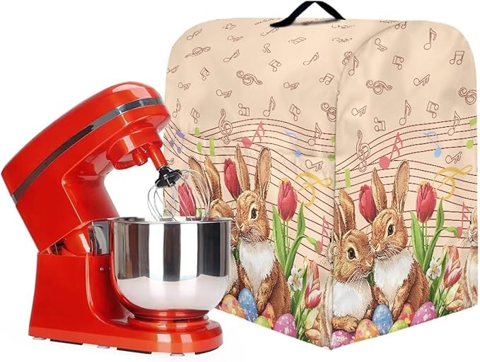 Generic Cute Rabbit Stand Mixer Cover for Easter Decor, Kitchen Dust Cover, 4.5-5 Quart, Lightweight, Waterproof, Polyester, Drawstring Closure, Rabbit Color