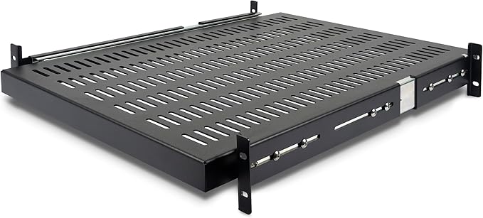 StarTech.com 2U Sliding Server Rack Mount Shelf - 20 to 30in Adjustable Mounting Depth - Vented - 50lb - Heavy Duty Universal 19” Rack Shelf for Equipment Rack - 24in Deep (UNISLDSHF19)
