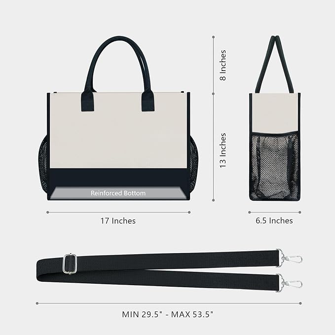 TOPDesign Personalized Initial Canvas Tote Bag, for Wedding, Birthday, Beach, Perfect Gifts for Women, Mom, Teachers, Friends
