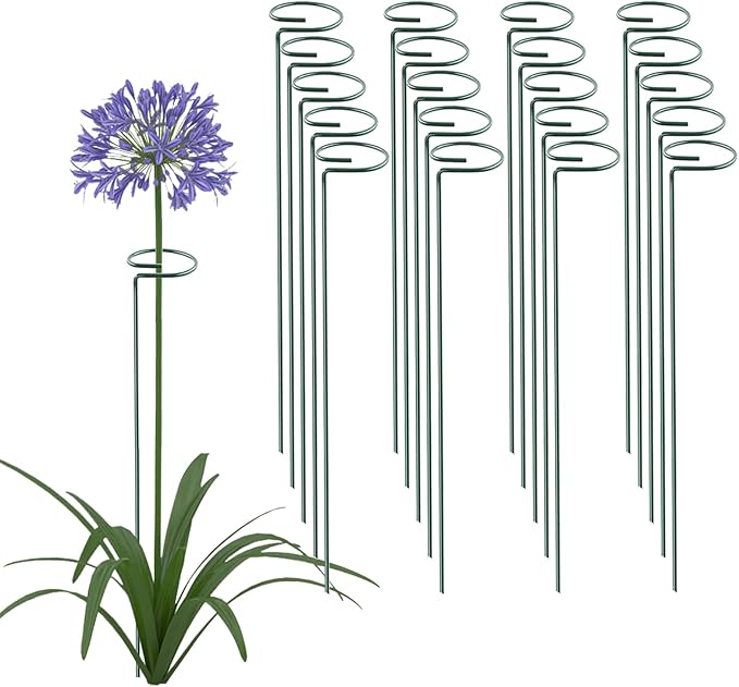 20 Pack 16 Inch Plant Support Stakes, Metal Single stemmed Flower Support