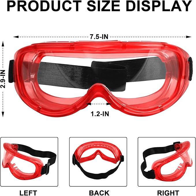 OXG 6 Pack Protective Safety Goggles Anti-Fog, Adjustable Chemical Splash Eye Protection Science Lab Goggles for Women Men