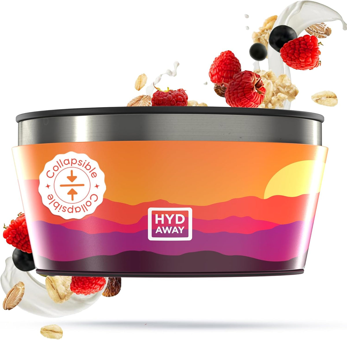 HYDAWAY 1-Quart Collapsible Insulated Bowl with Lid - BPA-Free, Leak-Resistant, Space-Saving Camp Bowl - Ideal for Hiking, Travel & Outdoor Meals