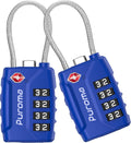 Puroma 2 Pack TSA Approved Luggage Locks, 4 Digit Combination Travel Locks Resettable Code Lock with Zinc Alloy Body for Suitcase, Toolbox, Backpack, Bag, Gym Locker (Blue)
