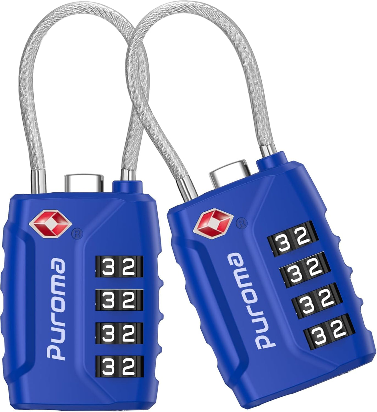 Puroma 2 Pack TSA Approved Luggage Locks, 4 Digit Combination Travel Locks Resettable Code Lock with Zinc Alloy Body for Suitcase, Toolbox, Backpack, Bag, Gym Locker (Blue)