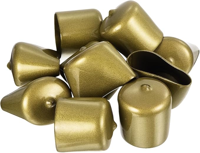 uxcell 20pcs Rubber End Caps 37mm ID Vinyl Round Tube Bolt Cap Cover Thread Protectors Gold