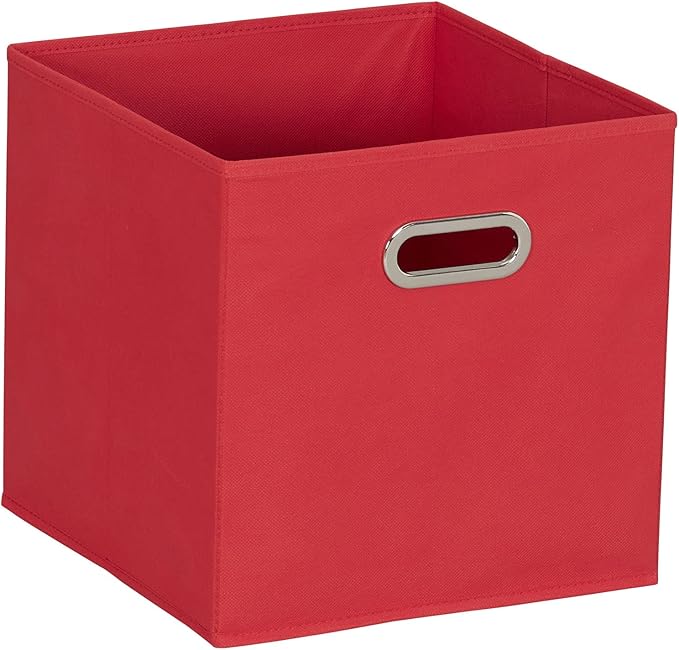 Household Essentials, Red 6 Pack Fabric Storage Bins with Handle