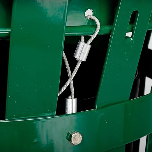 Global Industrial 36 Gallon Outdoor Slatted Steel Round Trash Can with Flat Lid, Plastic Liner & Anchor Kit Included, 28" W x 36" H, Commercial & Industrial Trash Can, Green