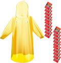 Bruvoalon 6 & 20 Pack Disposable Rain Ponchos for Adults/Youth, Waterproof PE Raincoats with Drawstring, Camping/Emergency