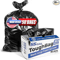 ToughBag 55 Gallon Trash Bags, 55-60 Gallon Trash Bags Heavy Duty (50 COUNT) - Large Black Trash Can Liners, 50-60 Gal for Contractors, Commercial, and Lawn - Made in USA